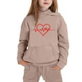 thumbnail image 4 of Auroural Everyday Kids Outfits Sets 2-Piece Sets 2T Girl Clothes Sets Children's Heart-shaped Print Long Hoodie And Leg Tied Sweatpants Casual Sports Two-piece Set For Kids, 4 of 5