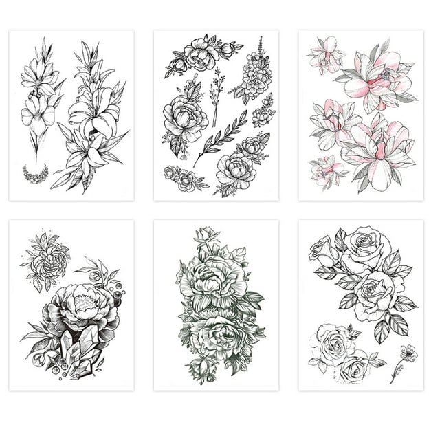 6 piezas de tatuajes temporales para mujeres, arte corporal, adultos, tatuaje falso, chica Sexy
