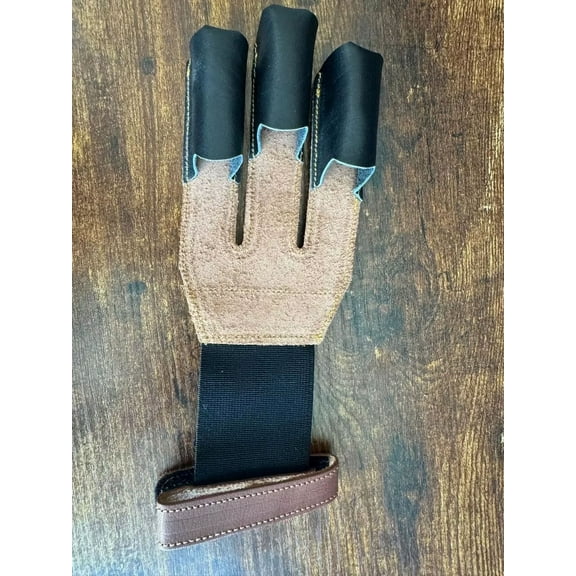 Traditional Archery Shooting 3 Finger Leather Gloves, Durable 3 Finger Tabs for Bowstring Release and Comfort