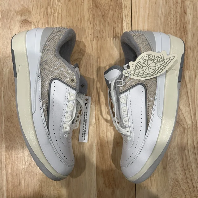 Ni - ke Ni - ke Air Jordan 2 Retro Low Python White Sanddrift Cement DV9956-100 Mens 7.5
