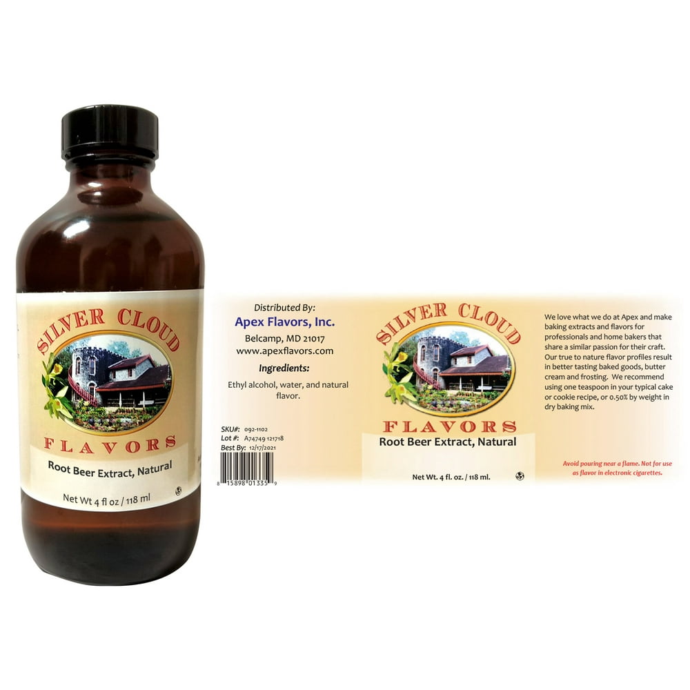 Root Beer Extract, Natural 4 fl. oz. glass bottle