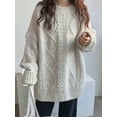 thumbnail image 2 of EMMIOL Women's Chunky Cable Knit Oversized Sweater Long Sleeve Crewneck Pullover for Casual Fall Outfits, 2 of 6