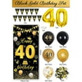 thumbnail image 2 of Black and Gold 40th Birthday Decorations Banner Balloon, Happy Birthday Door Banner, 40th Gold Foil Balloons, Number 40 Birthday Balloons, 40 Years Old Birthday Decoration Supplies, 2 of 7