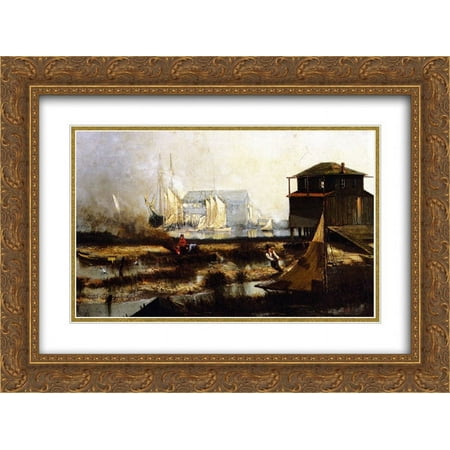 Henry Ossawa Tanner 2x Matted 24x18 Gold Ornate Framed Art Print 'Harbor Scene '
