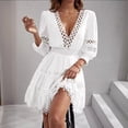 thumbnail image 5 of Women's V-Neck Lace Long Sleeve Knee-Length Summer Dress, 5 of 5