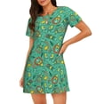 thumbnail image 1 of Balery Funny Animals in Jungle Camisón de manga corta con cuello redondo para mujer, cómodo y elegante., 1 of 6