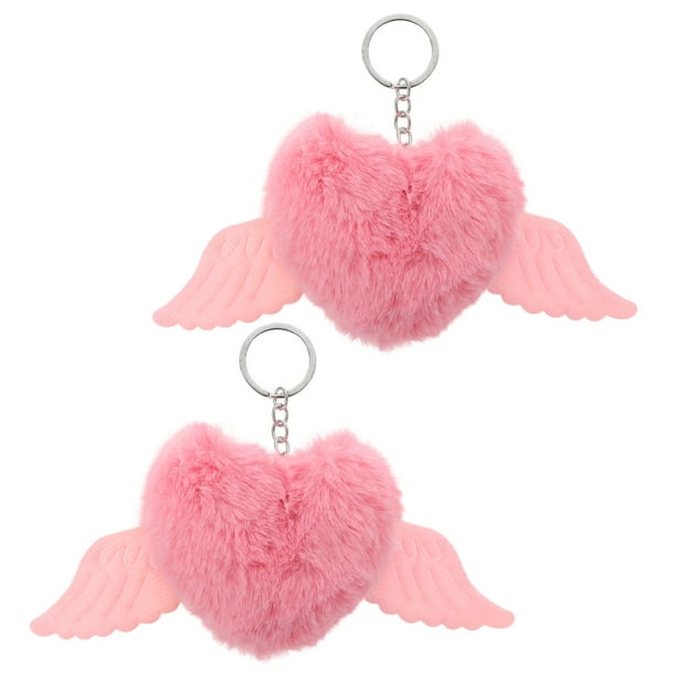 2pcs Alas de ángel Llaveros en forma de corazón Llavero Colgantes Bolsa Adorno Llaveros