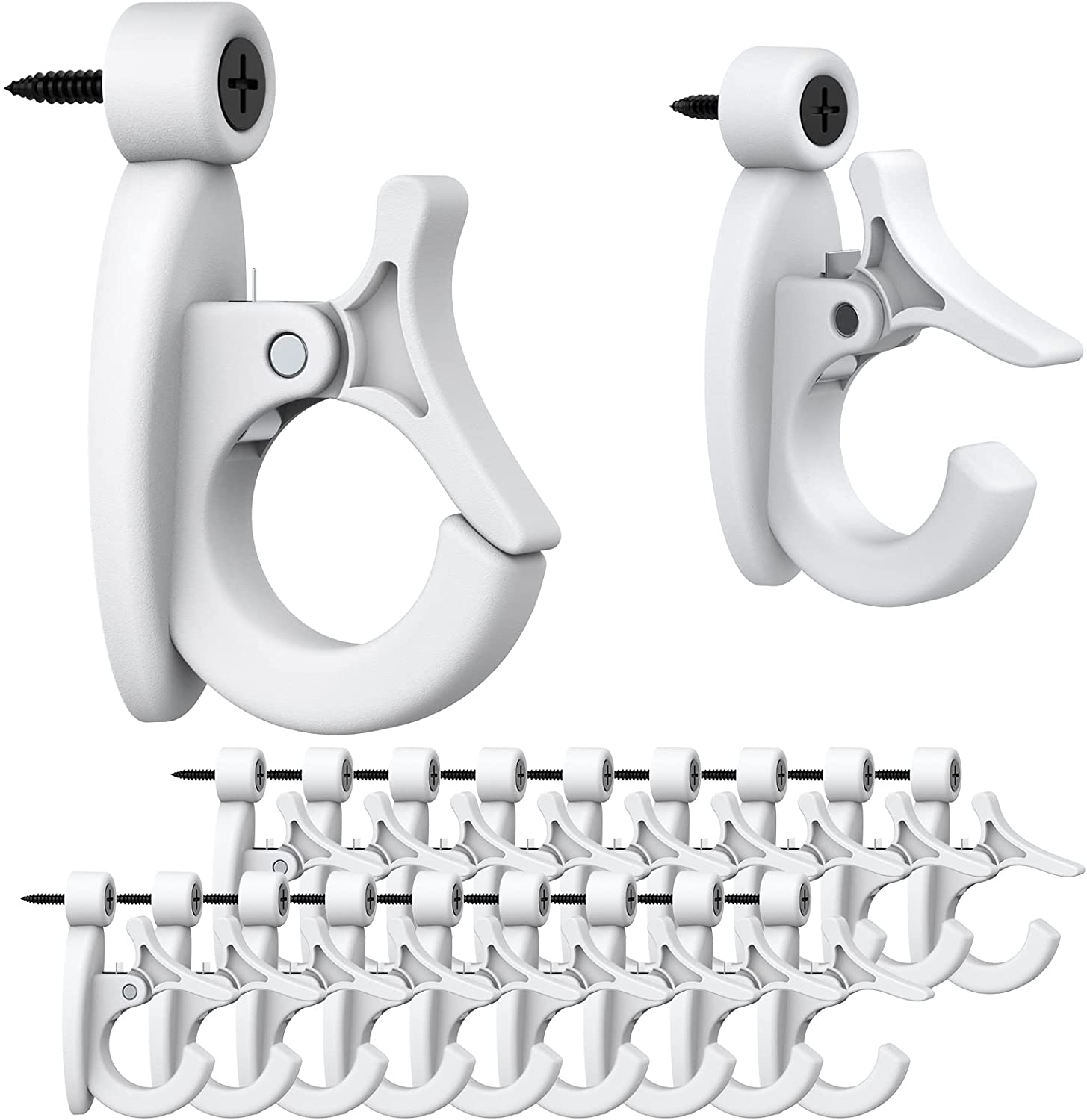 20 PCS String Light Hooks, Q Hanger Hooks with Safety Buckle, Screw