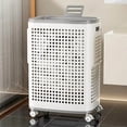 thumbnail image 2 of Rolling Laundry Hamper with Lid, Perforated Metal Design, L Size, Portable Handle, Smooth Edges, Ventilated Basket with Wheels, 23.8x16.7x12.9 Inches, 2 of 6