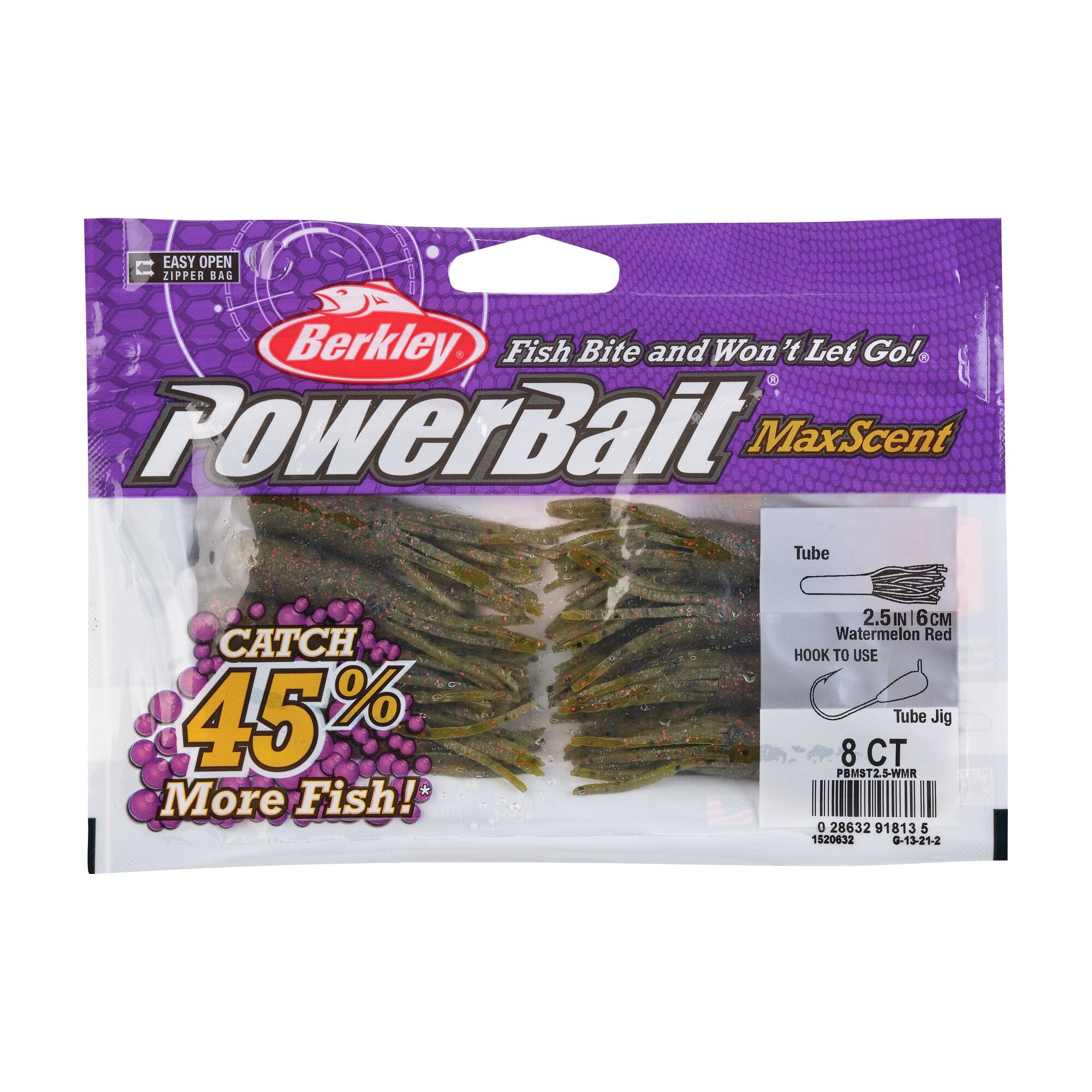 Berkley PowerBait® MaxScent Tube Fishing Soft Bait 2 1/2in | 6cm Watermelon Red