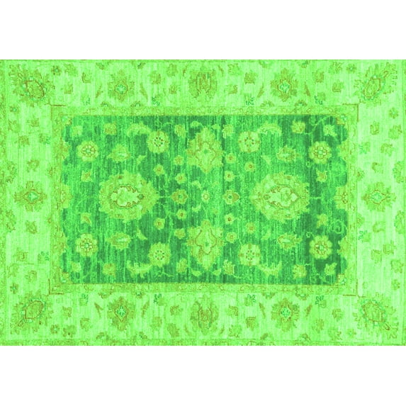 Ahgly Company Indoor Rectangle Oriental Green Traditional Area Rugs, 7' x 9'