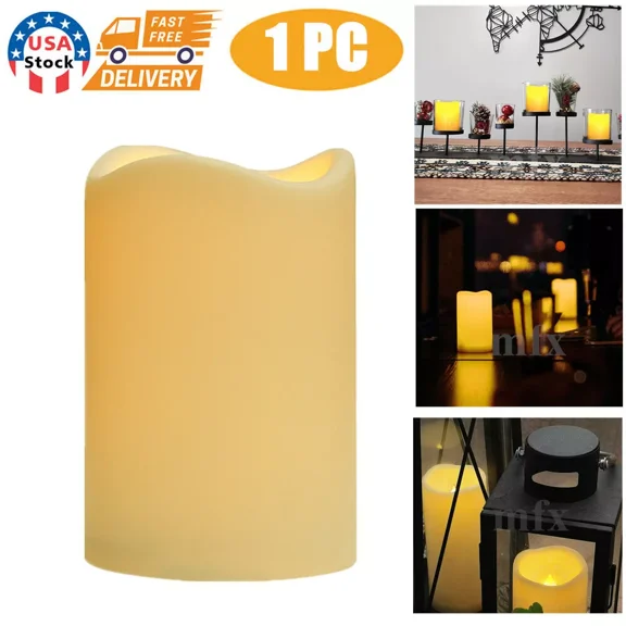 Flameless Pillar Candle Flickering Led Candle Light With 6 Hours Timer 3''X4.5”