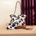 thumbnail image 3 of Wrangler Tote Bag for Women 2PCS Purses and Handbags Drawstring Shoulder Bag with Chain Straps, Cow-Brown, 3 of 7
