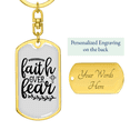 thumbnail image 3 of Over Fear Stainless Steel or 18k Gold Premium Swivel Dog Tag Keychain, 3 of 8