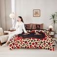 thumbnail image 4 of Manfei Cheetah Print Letter Monogrammed A Bedding Comforter Set 7-Piece for Women Girls,Teens Adults Shabby Chic Red Ribbon Bow King Bedding Sets,Black Reversible,Super Cozy Room Decor, 4 of 7