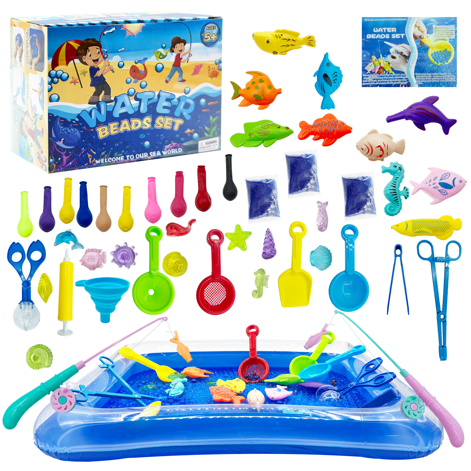 Ocean Themed Water Beads Sets, 30,000 Pcs Sensory Water Beads Kit with