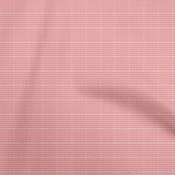 oneOone Polyester Spandex Medium Pink Fabric Stripe & Polka Fabric For Sewing Printed Craft Fabric By The Yard 56 Inch Wide