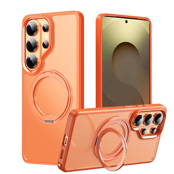 Clear Magnetic Cover Case for Samsung Galaxy S26 Ultra, [Compatible with Magsafe] Shockproof Soft TPU Bumper Rugged Clear Hard PC Back Shell Anti-Scratch Slim Phone Case, Orange