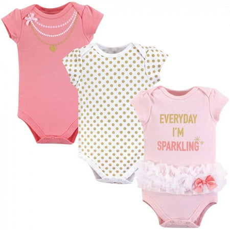 

Little Treasure Baby Girl Cotton Bodysuits 3pk Sparkling 6-9 Months