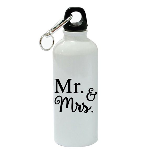 Mr. & Mrs. White Aluminum Sports 20 oz Water Bottle