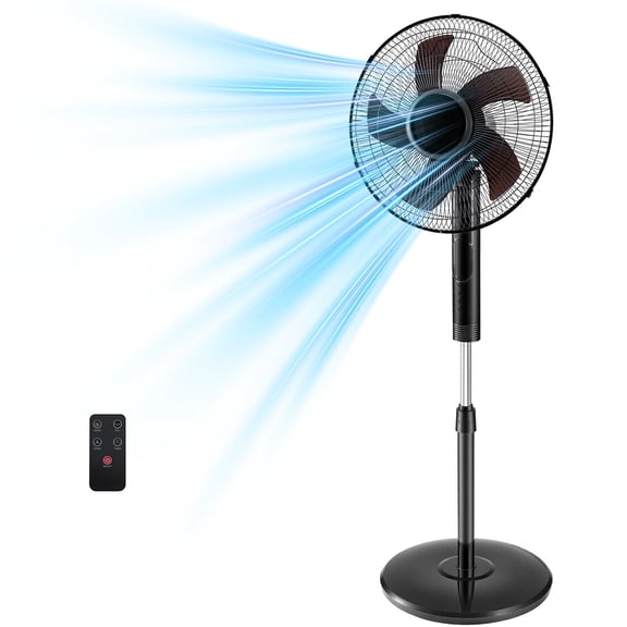 CONCETTA Pedestal Fan with Remote, 15H Timer Standing Floor Fan, 3 Speeds, 3 Modes, 80ยฐ Oscillation, Black