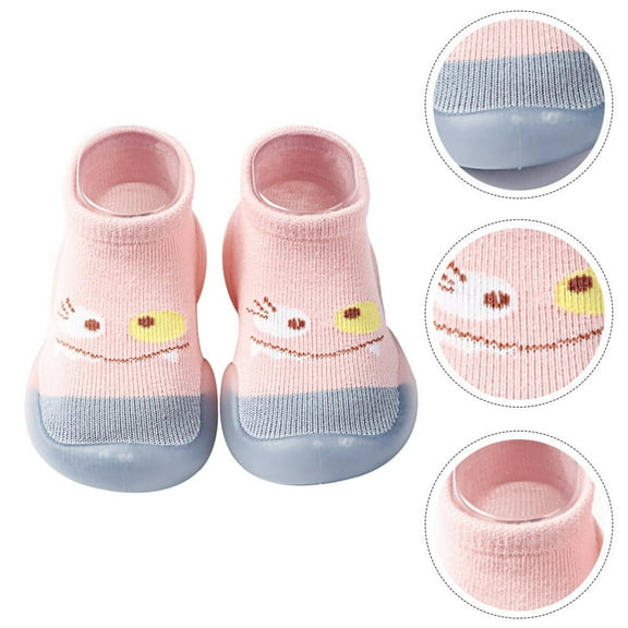 Soimiss 1 Pair Infant Shoes Pink Cotton Breathable Non-slip Baby Shoes Indoor Use
