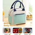 thumbnail image 2 of Lunch Box for Women Men, Small Lunch Bag with Front Zippered Pocket, Color Block Lunch Tote Box for Adults, Large Capacity Insulated Lunch Box (Beige, 2 of 3