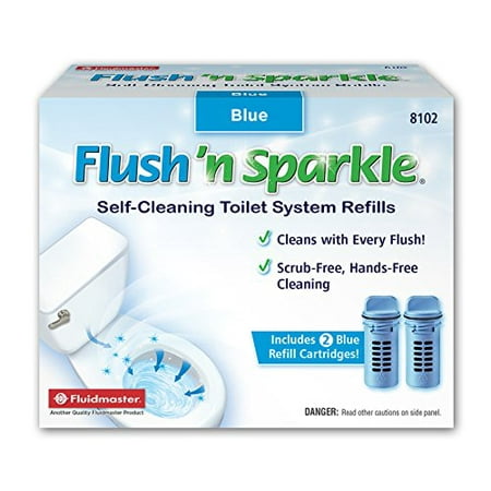Fluidmaster 8102 Flush 'n Sparkle Cleaning Refills, 2-Pack, Eliminate hassle with this self-cleaning toilet system blue refill pack! By FLUSH N (Best Self Cleaning Toilet)