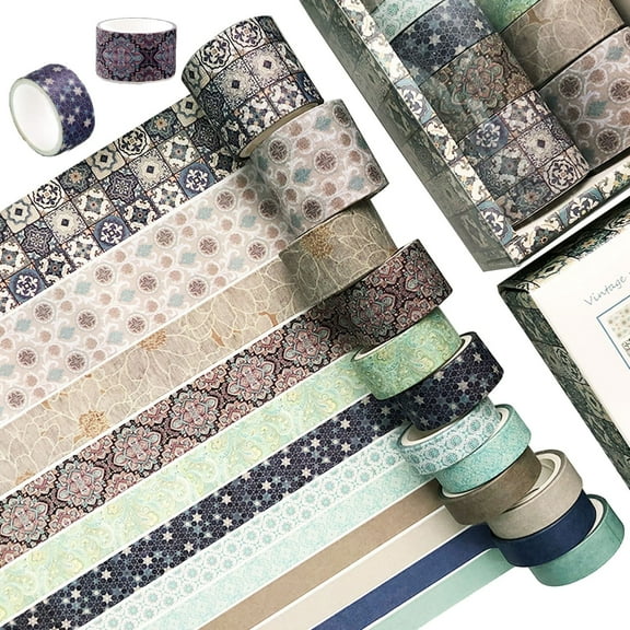 12 Volumes Masking Tapes Set Japanese Decorative Writable Vintage Sticker For DIY Crafts Arts Scrapbooking Journal Planners