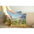 thumbnail image 3 of Ambesonne Landscape Throw Pillow Cover 2 Pack, Summer Rural Houses, 16", Green White Blue, 3 of 6