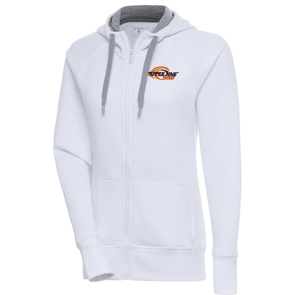 Women's Antigua White Pepperdine Waves Victory Full-Zip Hoodie