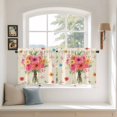 thumbnail image 2 of Spring Flowers Tier Curtains 36 Inch Length, Pastoral Daisy Leaves Country Botanical Beige Cafe Short Curtains for Bathroom Sink, Small Kitchen Curtain Light Filtering Drapes 2 Panels 27.5"Wx36"L, 2 of 8