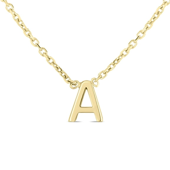 SZUL Women's 14K Solid Yellow Gold A Mini Initial Necklace
