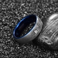 thumbnail image 2 of 8mm Dome Laser Blue Inner Tungsten Ring Feather Pattern with Zircon, 2 of 5