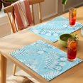thumbnail image 4 of Teal Blue Palm Tree Placemats Set of 4 Summer Tropical Plants Leaves Vintage Flowers Place Mats Indoor Wipeable Table Mats Washable Cloth Dining Table Placemats for Kitchen Holiday Decor 13x19 Inch, 4 of 9