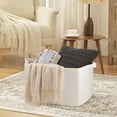 thumbnail image 3 of 95L Extra Large Blanket Basket, 24" x 16.9" x 14.2" Woven Storage Basket for Living Room, Rectangle Nursery Blanket Storage for Toys, Towels, Dirty Clothes (White), 3 of 15
