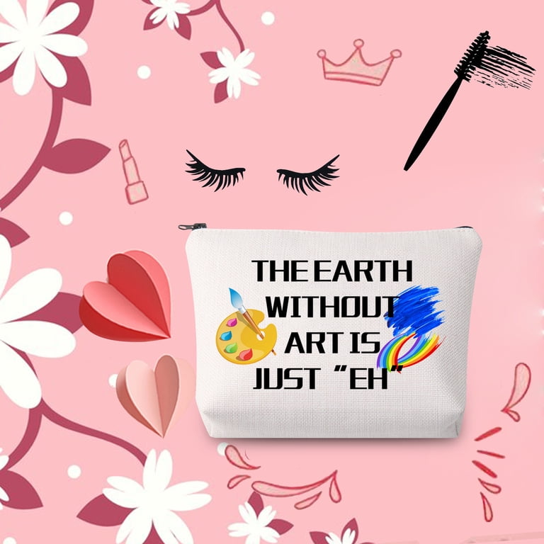 Make-up-Tasche Mit Spruch 'The Earth Without Art Is Just EH' – 24x17x4 Cm, Baumwolle, Schwarz