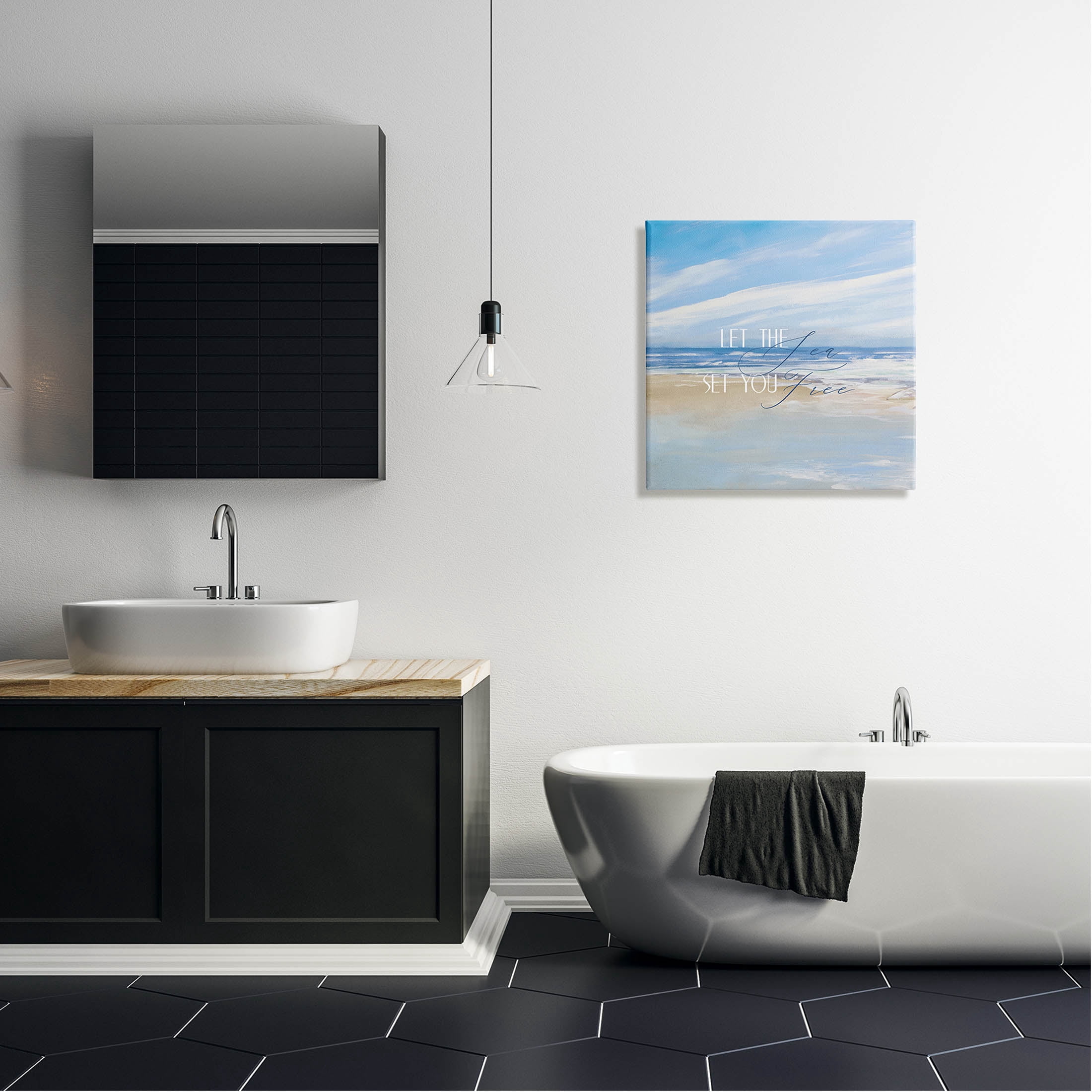 Stupell Industries Let The Sea Set You Free Phrase Graphic Art Gallery Wrapped Canvas Print Wall Art, Design by Dan Meneely