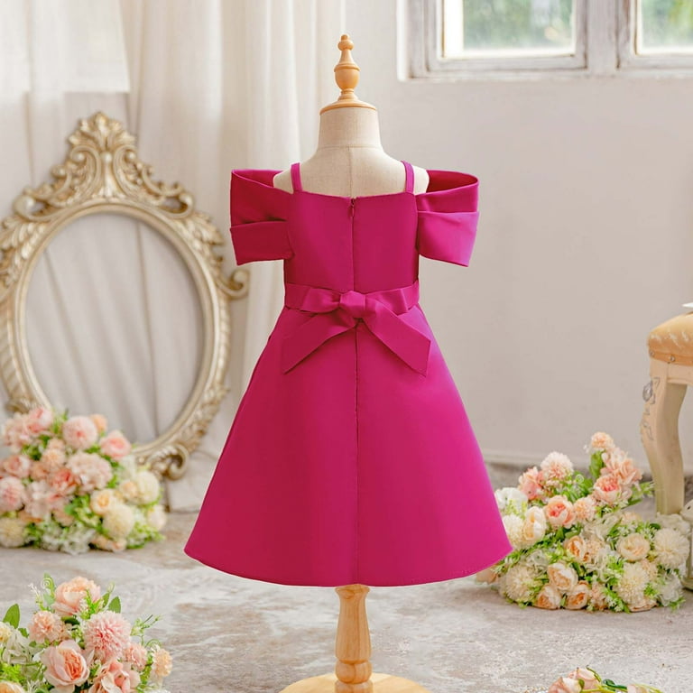RYDCOT 2-10 Years Toddler Tea Party Dress Sleeveless off-the-Shoulder  Bowknot Dress Little Girl Princess Birthday Party Gown Dresses Clearance -  Walmart.com
