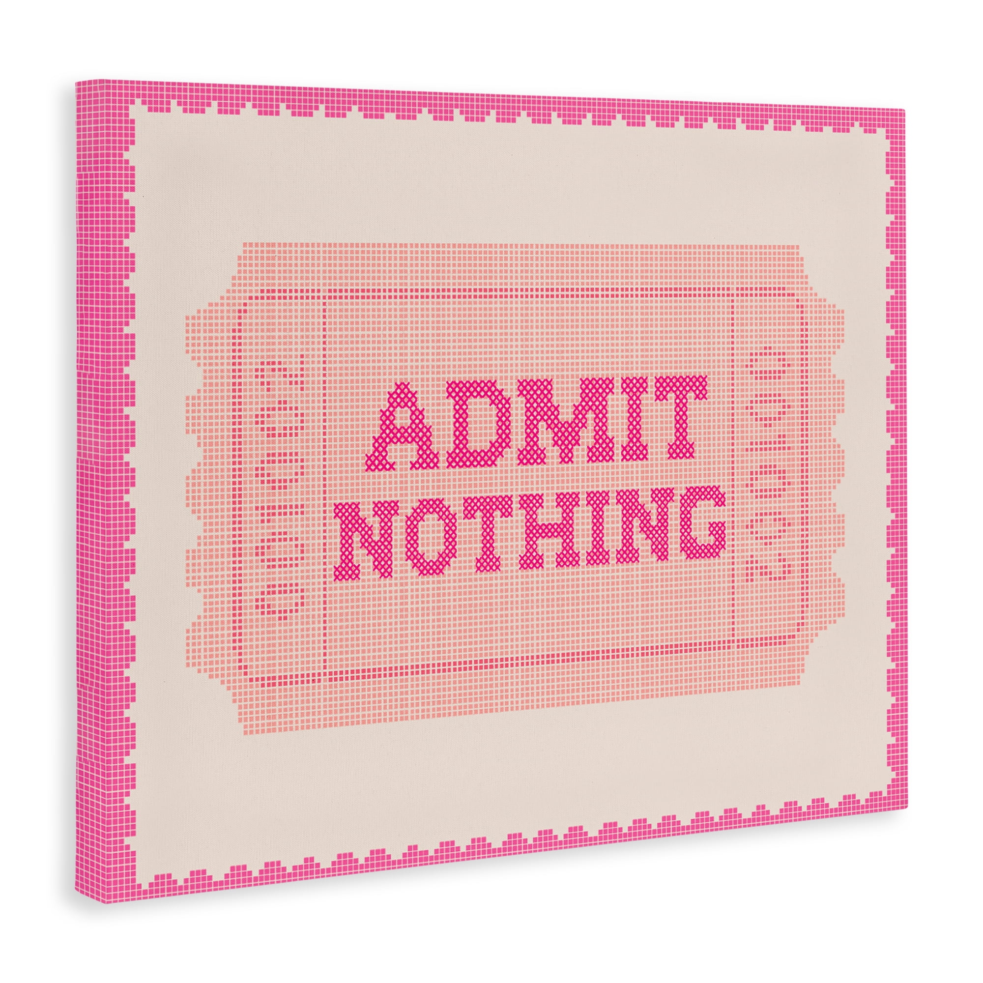 Stupell Industries Admit Nothing Retro Pink Ticket Canvas Wall Art, design by Lil' Rue