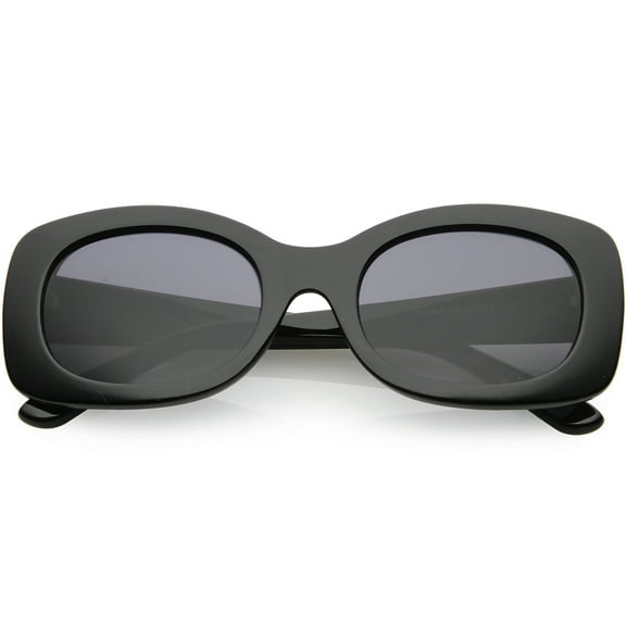 Chunky Square Oversize Sunglasses Neutral Colored Lens 52mm (Black / Smoke)