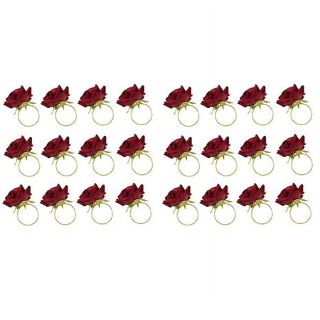 

24 PCS Red Rose Shape Towel Buckle Napkin Ring Wedding Party Valentine s Day Hotel Table Decor Metal Gold Napkin Holder
