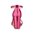 thumbnail image 2 of BLISSFUL STEP Women's Sandals Rhinestone Chunky Heel Ankle Strap Open Toe Party Shoes Hot Pink 5.5, 2 of 7