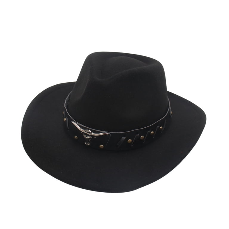 Bobasndm Women Men Classic Felt Wide Brim Western Cowboy  display picture 3