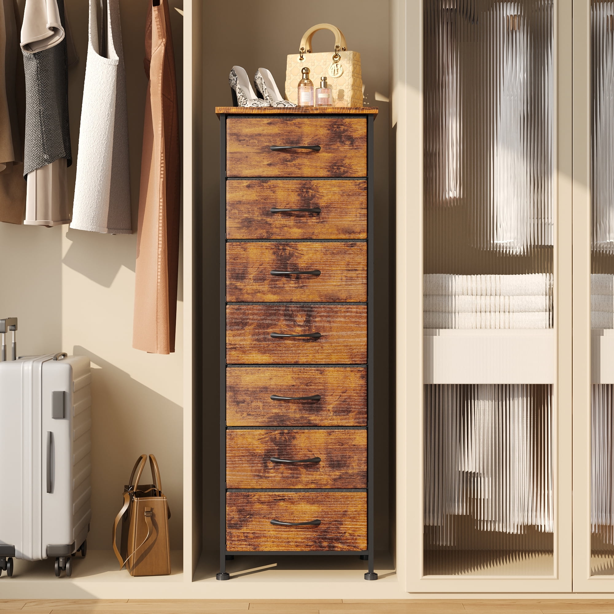 Tomnk woo White Tall Dresser for Bedroom with 7 Drawers, Vertical