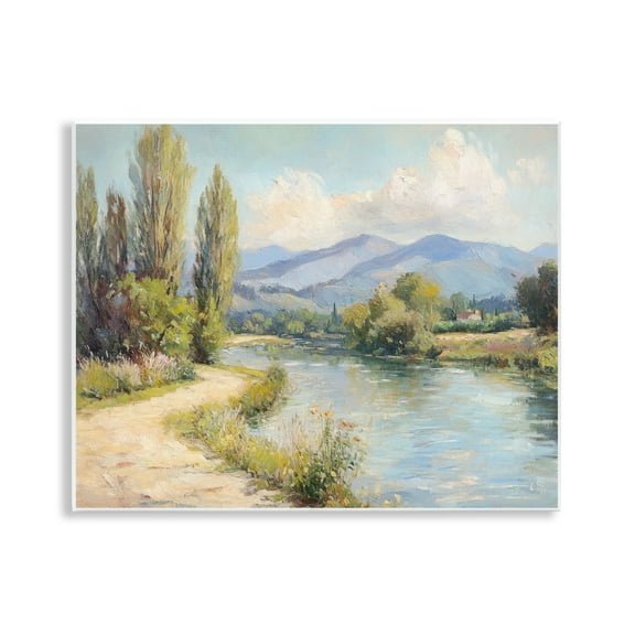 Stupell Industries Along The Mountain River Landscape & Nature Painting Unframed Art Print Wall Art, 14 x 11