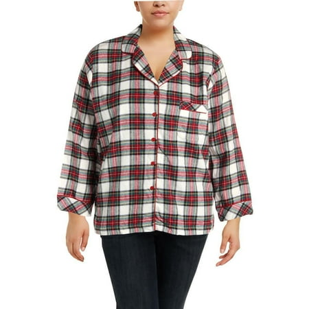 

Family PJ S Womens Red Flannel Plaid Pajamas Sleep Shirt Top XXL/Plaid