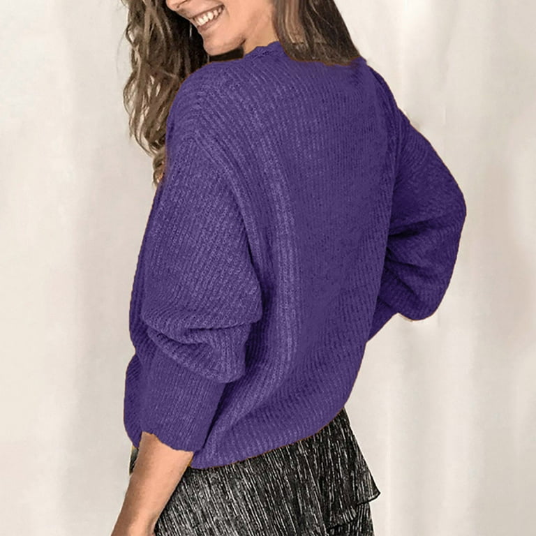 Cathalem Womens Hooded Pullover Sweatshirts Casual Crewneck Tunic  Sweartshirts,Purple M 