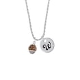 thumbnail image 2 of Delight Jewelry Goldtone Brown Giraffe Print Spinner Silvertone Script Initial Disc - W - Charm Necklace, 20"+3", 2 of 4