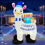5 Ft Hanukkah Inflatable Alpaca with Menorah Decorations Blow Up Llama LED Lighted Chanukah Decor for Home Garden Lawn Yard Outdoor Indoor$$Garden & Patio